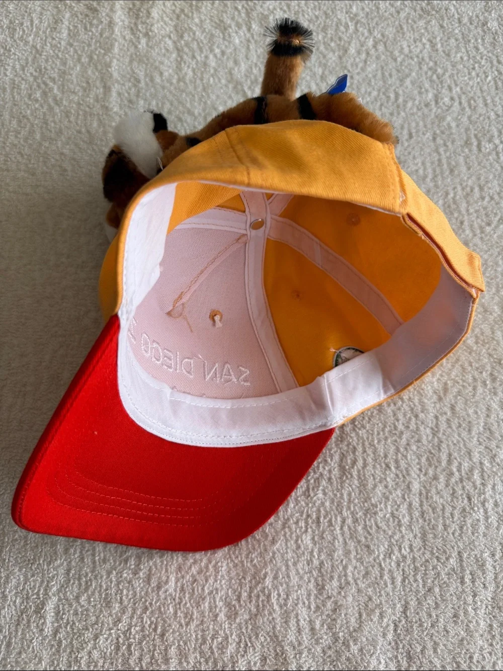 Zoologee San Diego Zoo & Safari Park Kids Orange and Red Cap with Plush Tiger
